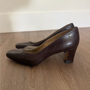 Etienne Aigner Dark Brown Leather Heels